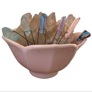 6 Rainbow aura quartz hair pins SET